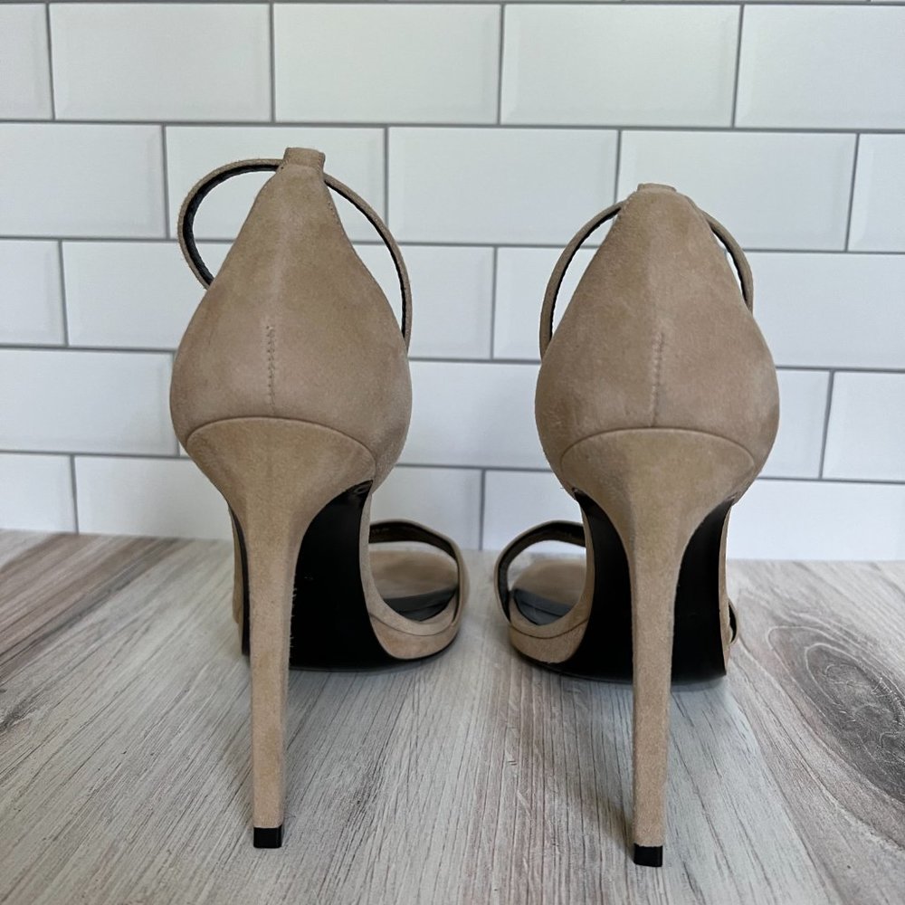 Saint Laurent beige suede heeled sandals - Picture 3 of 4